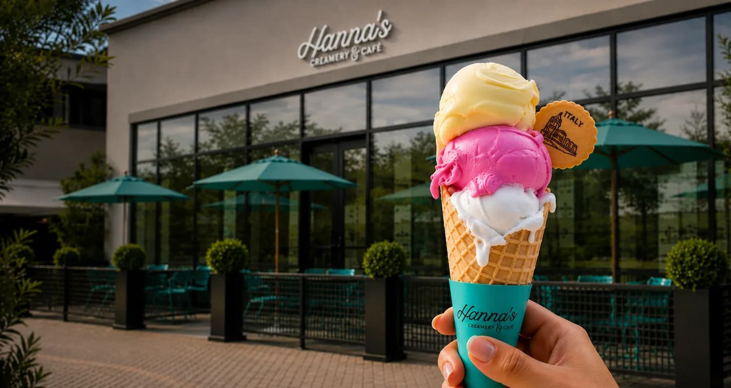 A Hanna’s gelato cone outside the café at Westfield UTC