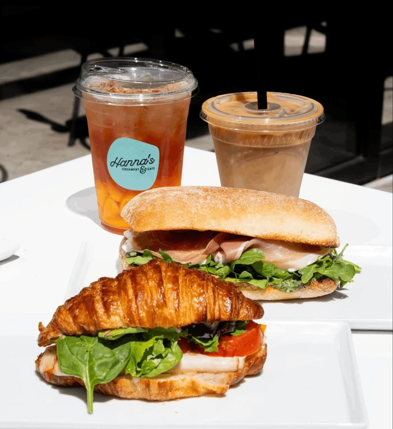 Hanna’s sandwiches with iced coffee
